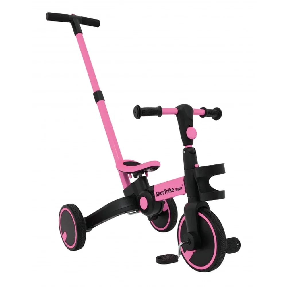Tricicleta cu pedale 3 in 1 si roti din cauciuc SporTrike - Roz [17]