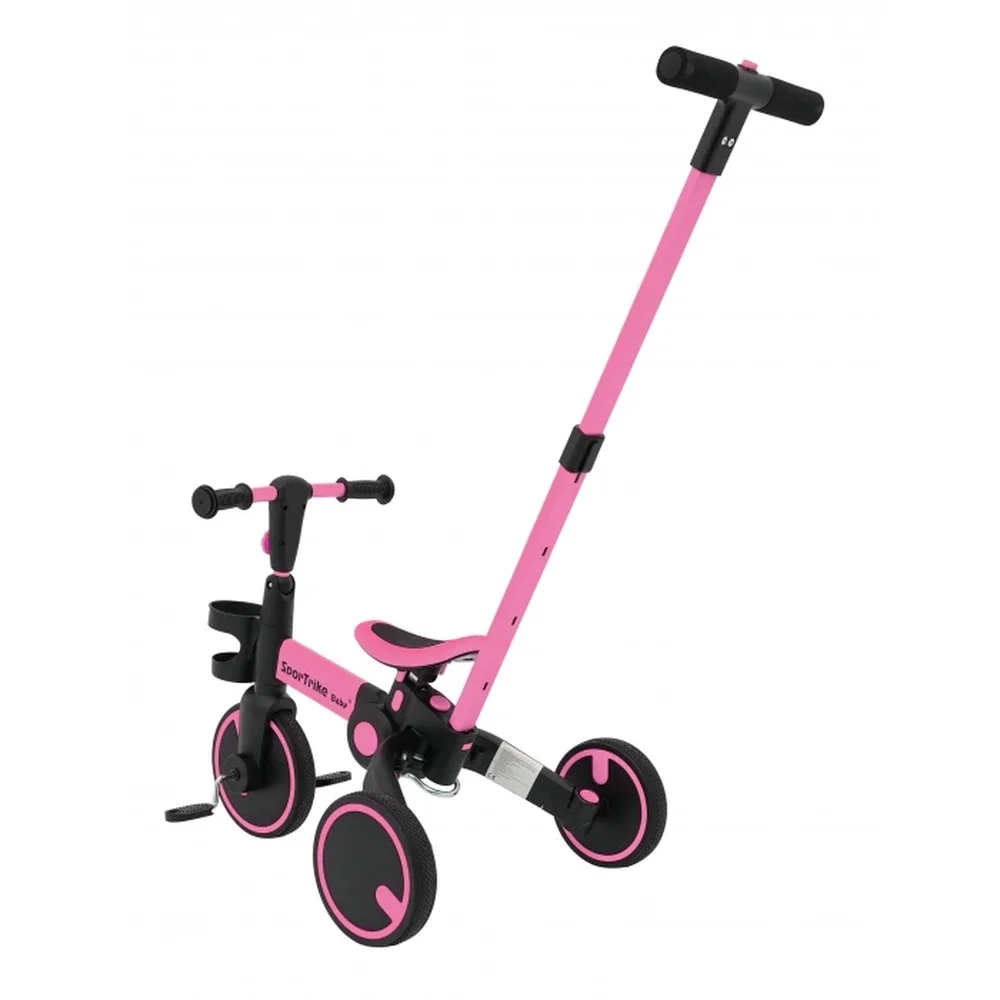 Tricicleta cu pedale 3 in 1 si roti din cauciuc SporTrike - Roz [12]