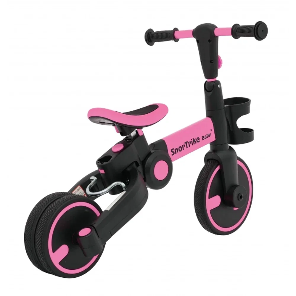Tricicleta cu pedale 3 in 1 si roti din cauciuc SporTrike - Roz [9]