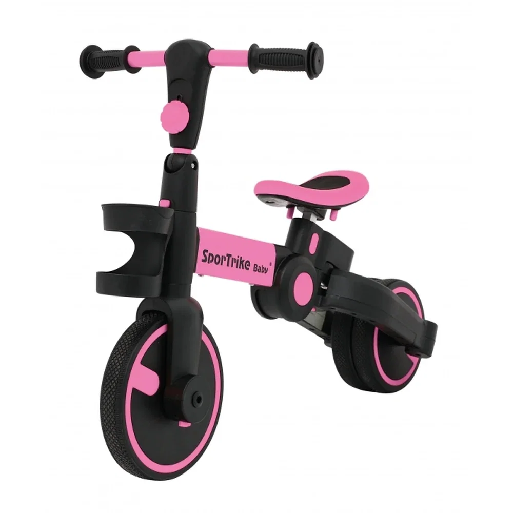 Tricicleta cu pedale 3 in 1 si roti din cauciuc SporTrike - Roz [8]
