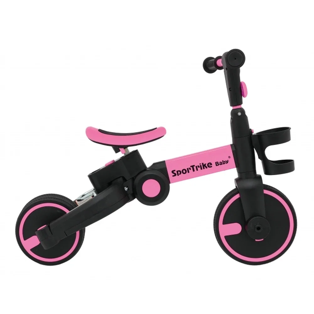 Tricicleta cu pedale 3 in 1 si roti din cauciuc SporTrike - Roz [10]
