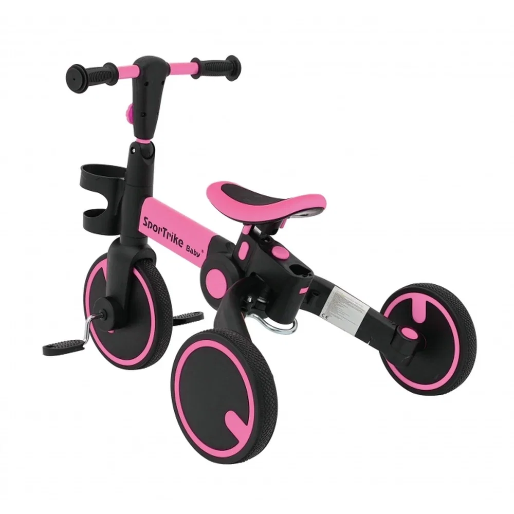 Tricicleta cu pedale 3 in 1 si roti din cauciuc SporTrike - Roz [18]