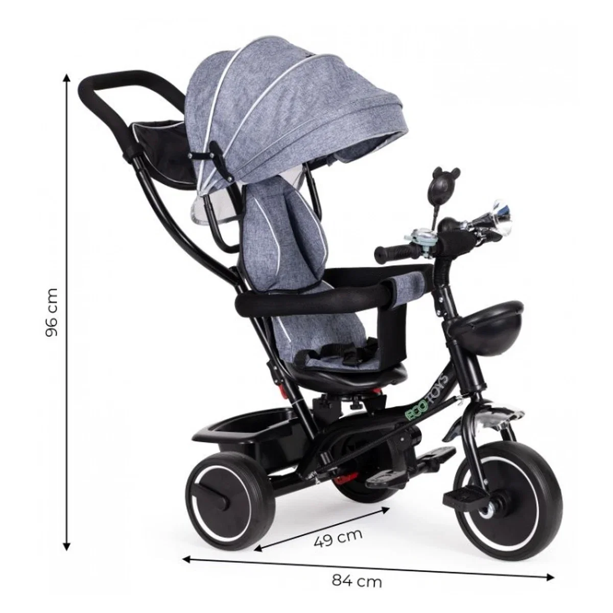 Tricicleta cu sezut rotativ Ecotoys JM-066-9 - Gri 5 ani [6]