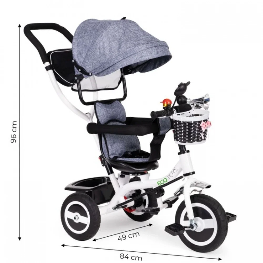Tricicleta cu sezut rotativ Ecotoys JM-066-9L - Gri 5 ani [2]