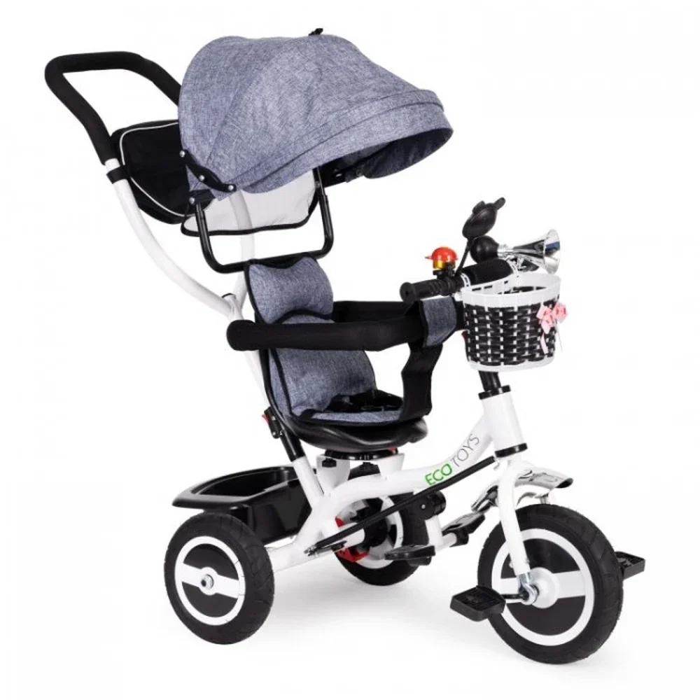 Triciclete copii - Tricicleta cu sezut rotativ Ecotoys JM-066-9L - Gri 5 ani