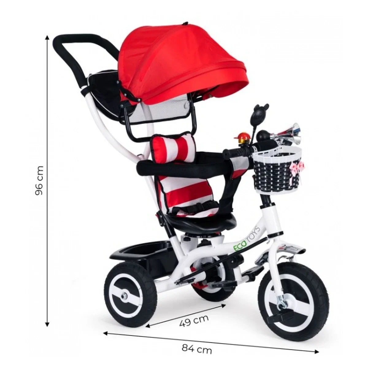Tricicleta cu sezut rotativ Ecotoys JM-066-9L - Rosu 5 ani [5]