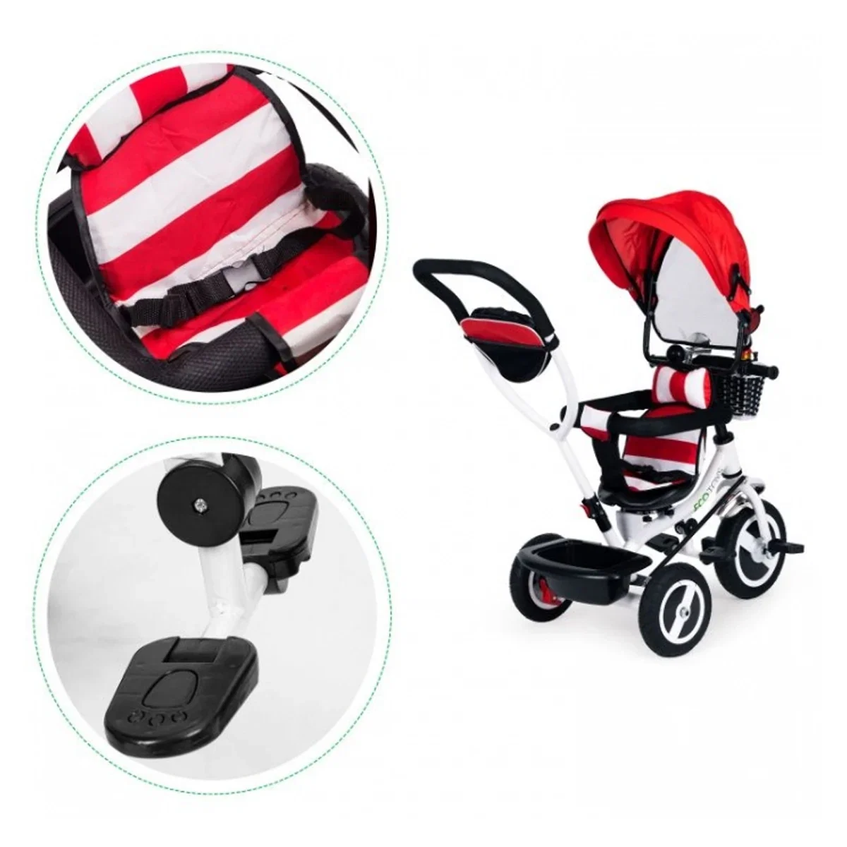 Tricicleta cu sezut rotativ Ecotoys JM-066-9L - Rosu 5 ani [3]