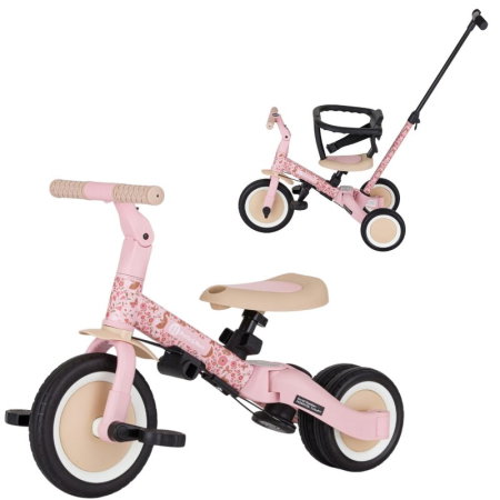 Tricicleta, Petite&Mars, Turbo, Editie limitata, 5 in 1, Multifunctionala, Vehicul de impins, Bicicleta cu/fara pedale, Cu maner de ghidaj, Detasabil, Roti din cauciuc, Pana la 25 kg, 1.5-5 ani, Rosy  [1]