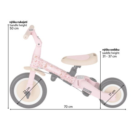 Tricicleta, Petite&Mars, Turbo, Editie limitata, 5 in 1, Multifunctionala, Vehicul de impins, Bicicleta cu/fara pedale, Cu maner de ghidaj, Detasabil, Roti din cauciuc, Pana la 25 kg, 1.5-5 ani, Rosy  [12]