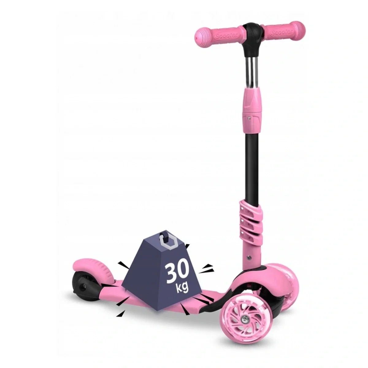 Trotineta 3 in 1 cu roti cu LED Ricokids Todi - Roz 3 ani+ [3]