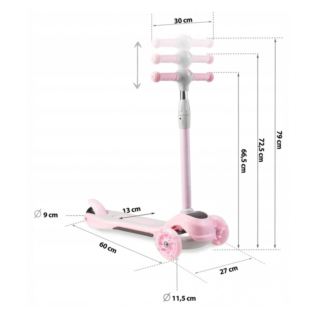 Trotineta cu roti cu LED Ricokids Piko - Roz [7]