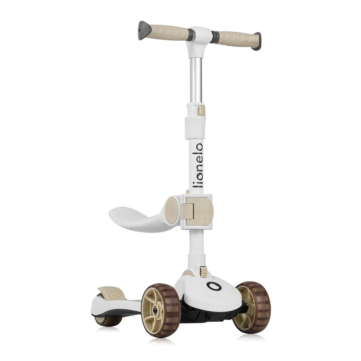 Trotineta, Lionelo, Franky, Pliabila, Pana la 50 kg, Sezut detasabil, Roti cu LED, 12 luni+, Beige [15]