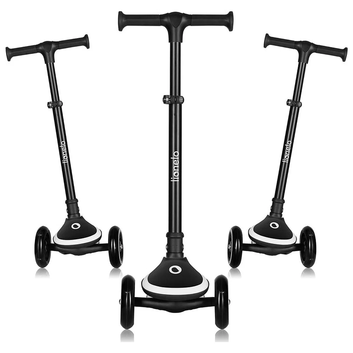 Trotineta pentru copii, Lionelo, Mey, Ultrapliabila, Cu lumini si cosulet, Maner ajustabil pe inaltime, 3 ani+, Pana la 50 Kg, Ultra usor, 2.8 kg, Certificata Intertek, Negru [3]