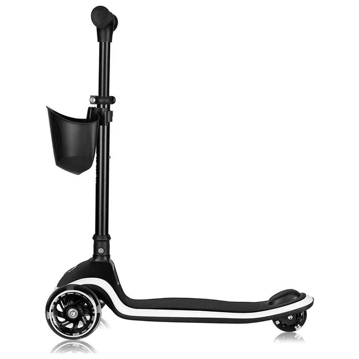 Trotineta pentru copii, Lionelo, Mey, Ultrapliabila, Cu lumini si cosulet, Maner ajustabil pe inaltime, 3 ani+, Pana la 50 Kg, Ultra usor, 2.8 kg, Certificata Intertek, Negru [1]