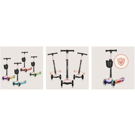Trotineta , Lionelo, Mey, Ultrapliabila, Cu lumini si cosulet, Maner ajustabil pe inaltime, 3 ani+, Pana la 50 Kg, [30]