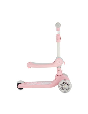 Trotineta transformabila cu sezut pliabil si lumini LED, Momi Debe - Pink [3]