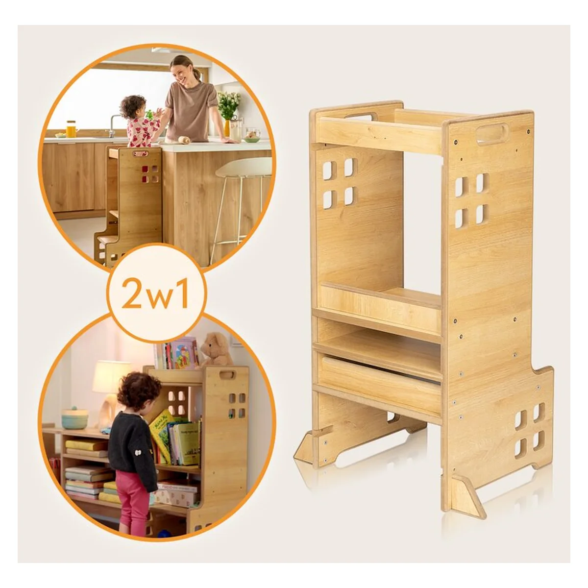 Turn de invatare Montessori, Lionelo, Cass, Functie de raft pentru carti, Alb 12 luni [11]