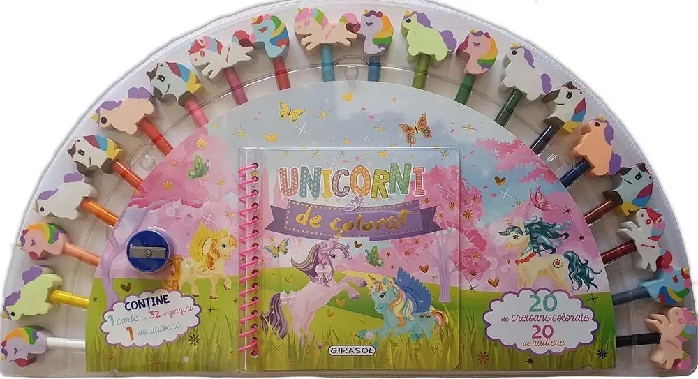 Arta si creativitate - Unicorni de colorat (20 creioane) GIRASOL 3 ani+