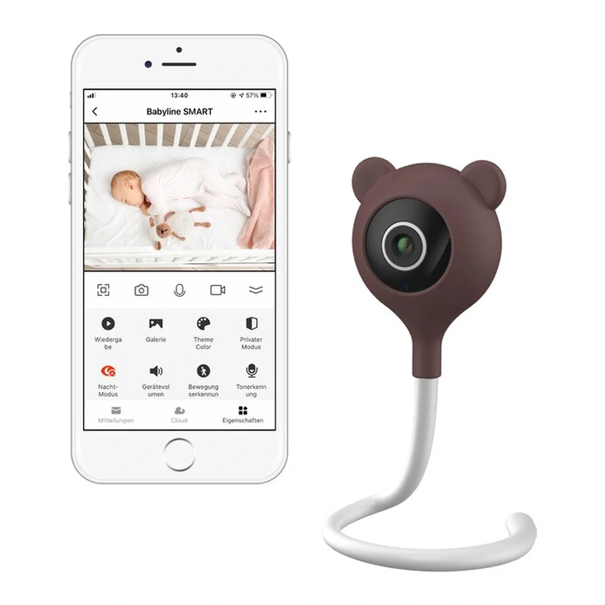Video monitor, Babyline Smart, cu cablu USB, Conexiune Wifi, Comunicare bidirectionala, Senzor de temperatura, Alb [2]