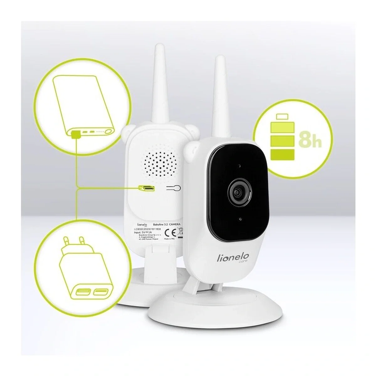 Video monitor, Lionelo, Babyline 3.2, Full HD, Comunicare bidirectionala, 2.8 inch, Alb [18]