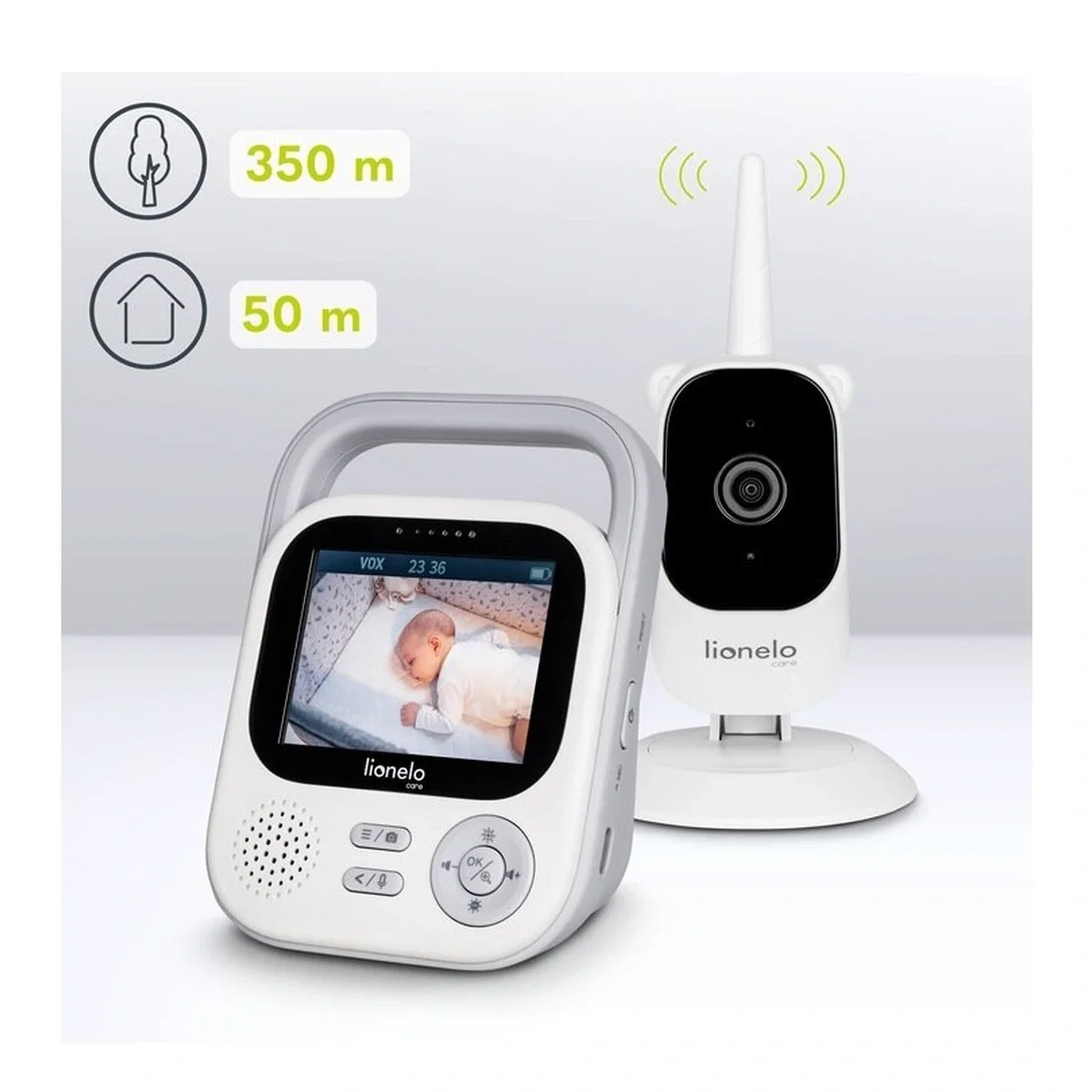 Video monitor, Lionelo, Babyline 3.2, Full HD, Comunicare bidirectionala, 2.8 inch, Alb [21]