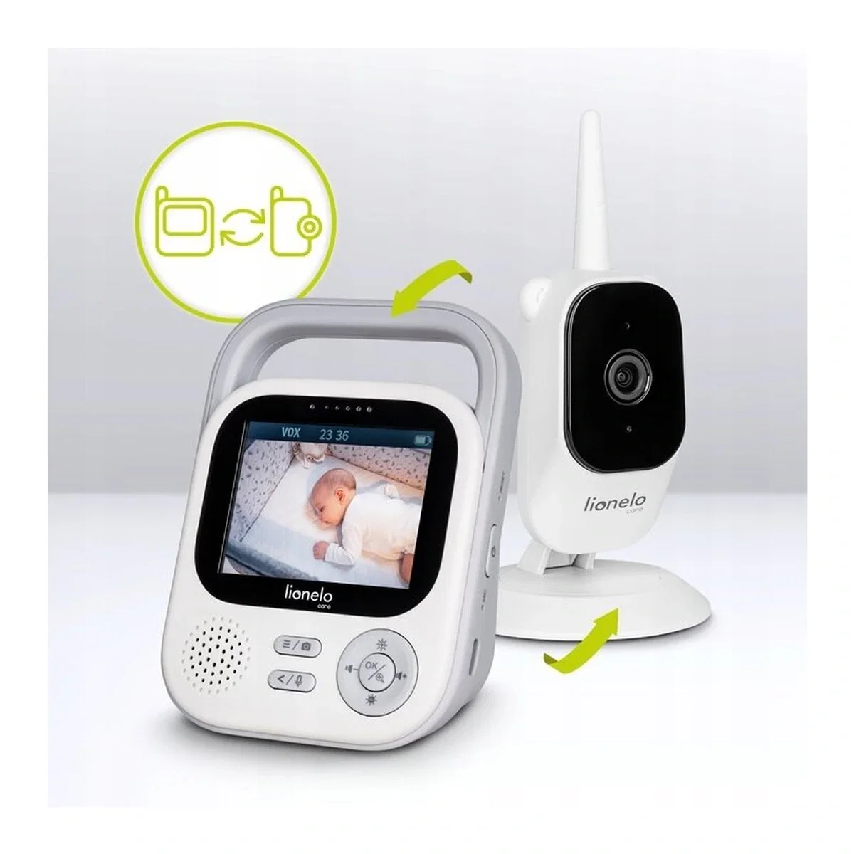 Video monitor, Lionelo, Babyline 3.2, Full HD, Comunicare bidirectionala, 2.8 inch, Alb [20]