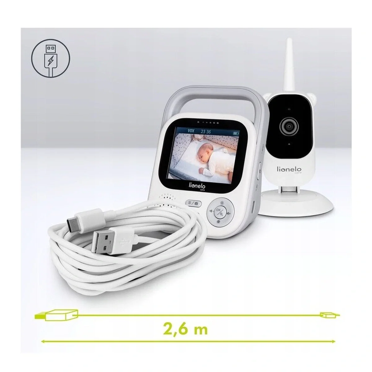 Video monitor, Lionelo, Babyline 3.2, Full HD, Comunicare bidirectionala, 2.8 inch, Alb [23]