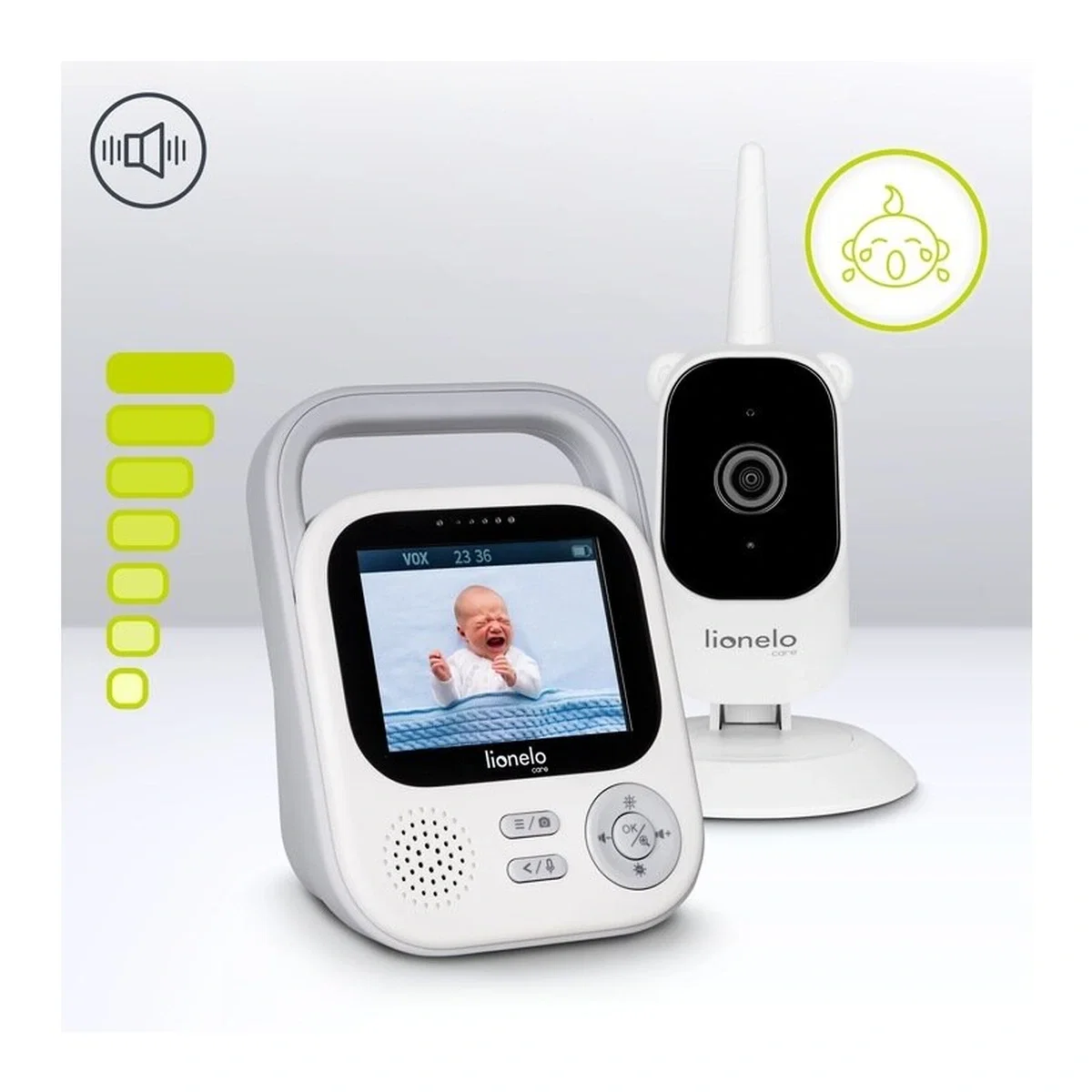 Video monitor, Lionelo, Babyline 3.2, Full HD, Comunicare bidirectionala, 2.8 inch, Alb [17]
