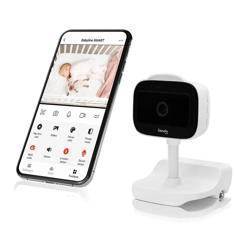 Siguranta bebelusului - Video monitor, Lionelo, Babyline Go, Cu aplicatia dedicata Lionelo Smart, Rotatie 180 grade, Alb