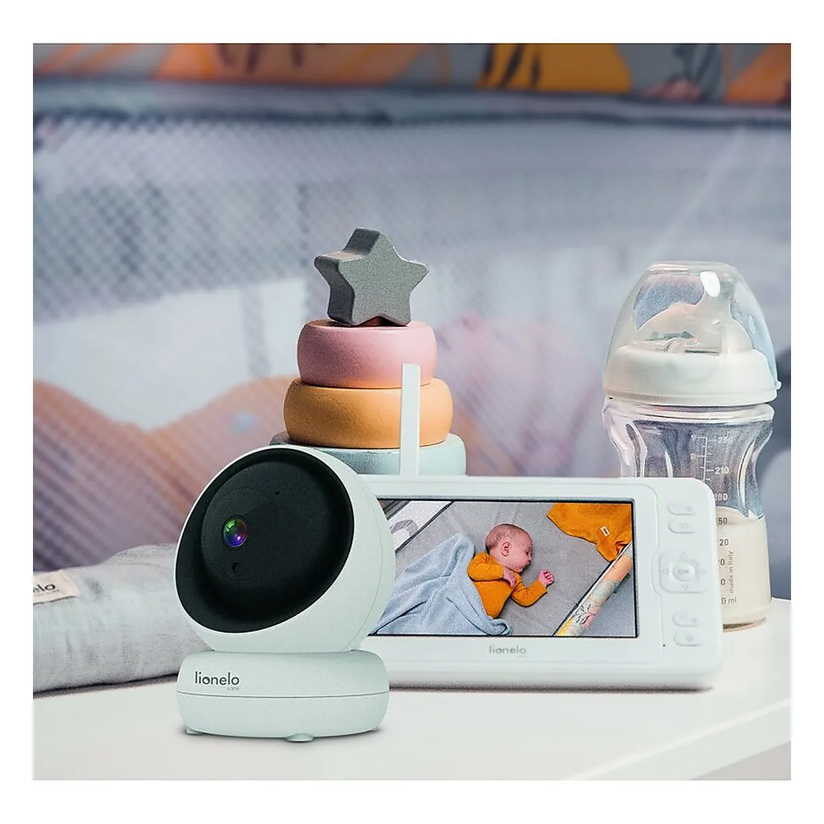 Videofon Babyline 8.3, Cu termometru, Cu melodii, Comunicare in 2 sensuri, Rotire 360 grade, Alb Lionelo [2]