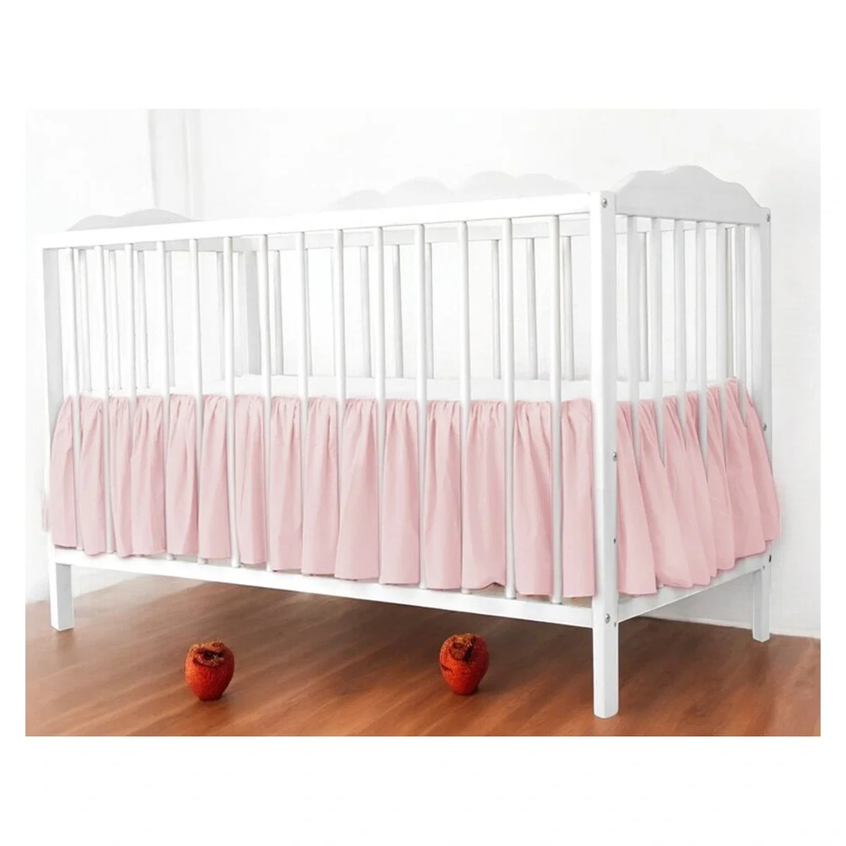 Volanas pentru saltea de patut, MimiNu 120x60 cm, bumbac, Colectia Royal, Powder Pink [1]