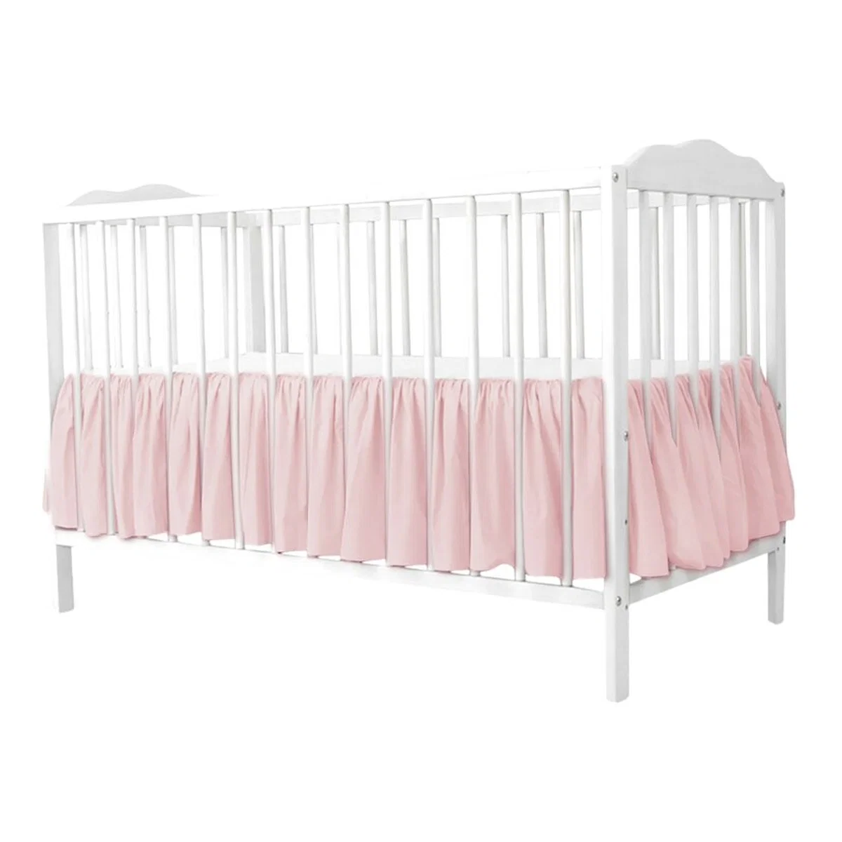 Cearceafuri pentru patut - Volanas pentru saltea de patut, MimiNu 120x60 cm, bumbac, Colectia Royal, Powder Pink