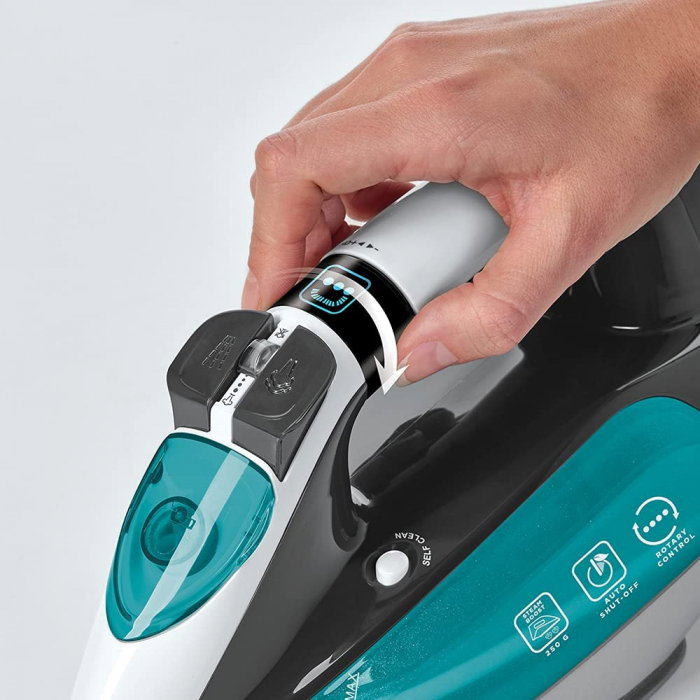 Fier de Călcat cu Abur Polti Vaporella Quick & Slide QS220, Talpă Înveliș Ceramic, 2400 W, Jet abur 250 gr, Rezervor 350 ml, Gri/Verde [3]