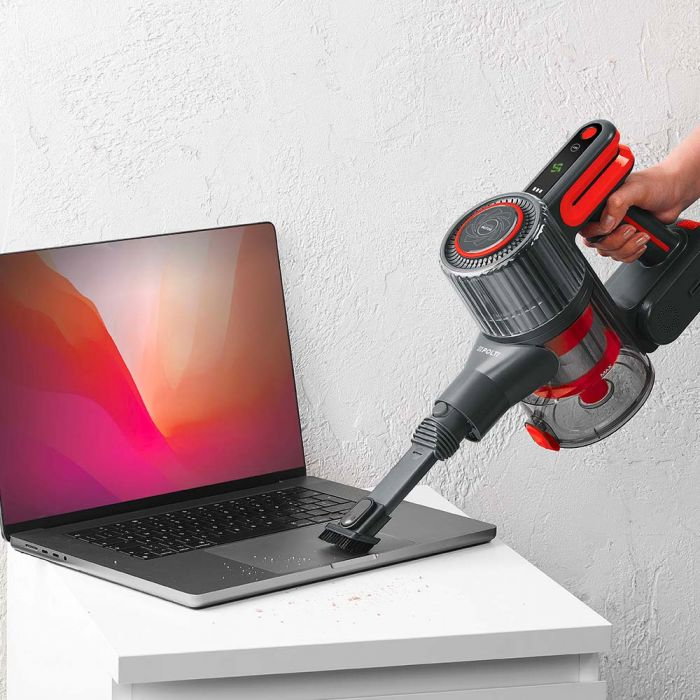 Aspirator Vertical fără Fir Polti Forzaspira D-Power SR550, Multiciclonic, Reîncărcabil, Motor Digital, 3 Programe, Autonomie Lucru 40 min, 0.6 l, Roșu/Gri [7]