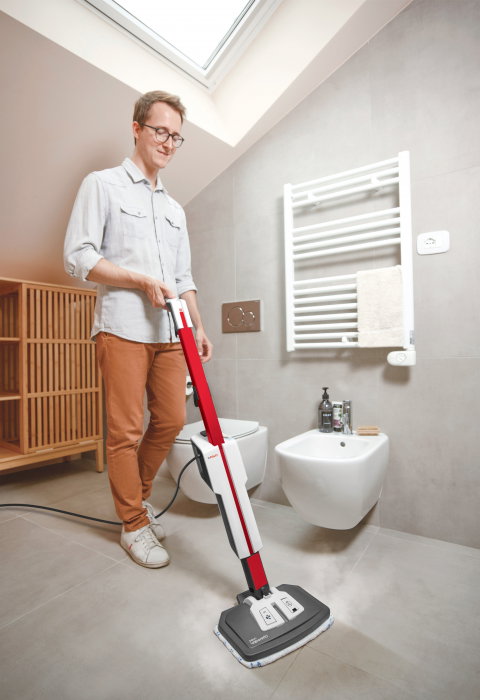 Mop cu Abur Polti Vaporetto SV650_Style 2 în 1, 1500 W, Abur Reglabil, Mâner Plută, 19 Accesorii, Autonomie Nelimitată, Alb/Roșu [3]