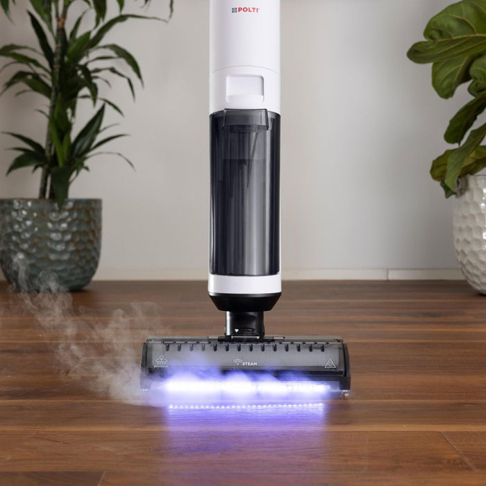 Aspirator vertical, fără fir, cu abur și aspirare umed-uscată, 450 W, baterie 21,6 V, aspirare 14 kPa, 0.6 l, 71 Db, 4,2 Kg, gri/alb, Polti RollySteam WD30C [2]