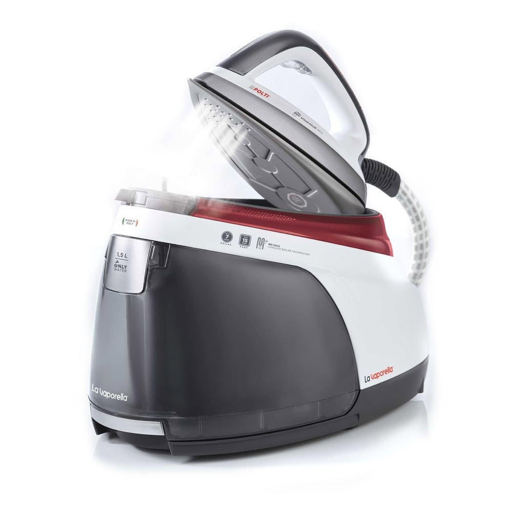 Statie de Calcat Polti La Vaporella XM82C, Talpa Aluminiu, 2350 W, 1.5 l, Boiler pana la 7 Bar, Pompa pana la 15 Bar, Functie Steam Pulse 450 gr, Alb/Rosu [4]