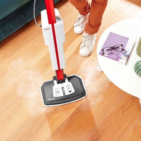 Mop cu Abur Polti Vaporetto SV650_Style 2 în 1, 1500 W, Abur Reglabil, Mâner Plută, 19 Accesorii, Autonomie Nelimitată, Alb/Roșu [12]