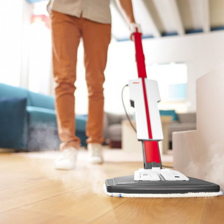 Mop cu Abur Polti Vaporetto SV650_Style 2 în 1, 1500 W, Abur Reglabil, Mâner Plută, 19 Accesorii, Autonomie Nelimitată, Alb/Roșu [13]