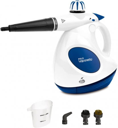 Mop cu abur - Aparat de Curatat cu Abur Polti Vaporettino First, 1000 W, Emisie Abur 40 g/min, Presiune Abur 3 BAR, Alb/Albastru