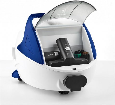 Aparat de Curatat cu Abur Polti Vaporetto Pro 100_Eco Poweri, 1900 W, Emisie Abur pana la 140 gr/min, Presiune Abur 5,5 Bar, Alb/Albastru [1]
