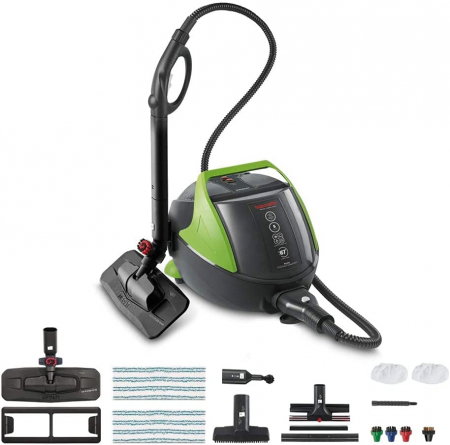 Curatator aburi - Aparat de Curatat cu Abur Polti Vaporetto Pro 95_Turbo Flexi, 1100 W, Emisie Abur pana la 120 gr/min, Presiune Abur 4,5 Bar, Negru/Verde