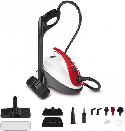 Aparat de Curatat cu Abur Polti Vaporetto Smart 30 R, Emisie Abur 85 g/min, Presiune Abur 3 BAR, 1800 W, Alb/Rosu