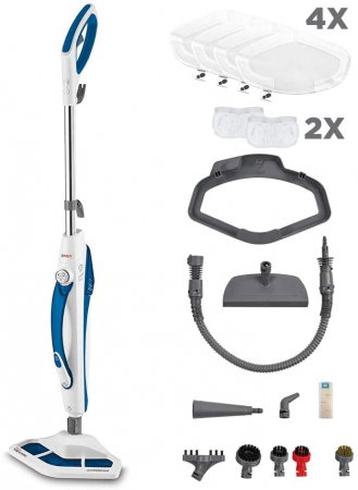 Aparate de curatat cu abur - Mop cu Abur Polti Vaporetto SV 460 Double, 15 in 1, 1500 W, 2.4Kg, Alb/Albastru