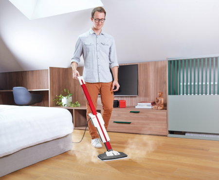 Mop cu Abur Polti Vaporetto SV650_Style 2 în 1, 1500 W, Abur Reglabil, Mâner Plută, 19 Accesorii, Autonomie Nelimitată, Alb/Roșu [11]