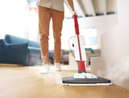 Mop cu Abur Polti Vaporetto SV650_Style 2 în 1, 1500 W, Abur Reglabil, Mâner Plută, 19 Accesorii, Autonomie Nelimitată, Alb/Roșu [9]
