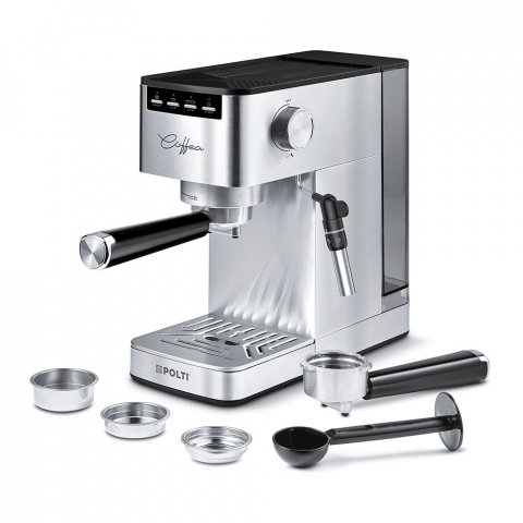Polti Coffea P10S espressor de cafea pentru espresso și cappuccino, compatibilă cu cafea măcinată și capsule E.S.E. de 44 mm, Steamymilk pentru spumarea laptelui, rezervor detașabil de 1,3 l, 1450 W,