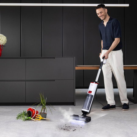 Aspirator vertical, cu fir, cu abur și aspirare umed-uscată, 750 W, aspirare 7 kPa, 0.6 l, 70 Db, 4,4 Kg, gri/alb, Polti RollySteam WD10C [8]