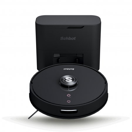Aspiratoare profesionale - Robot de Aspirare Schbot F2 Pitbox Pro cu Stație de Golire și Încărcare Automată, Aspirator Robot 3 în 1: Aspirare, spălare podele, curățare uscată și umedă, Autonomie până la 170 minute, Încărcare și