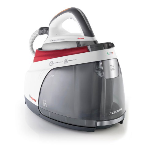 Masa | Statie de calcat - Statie de Calcat Polti La Vaporella XM82C, Talpa Aluminiu, 2350 W, 1.5 l, Boiler pana la 7 Bar, Pompa pana la 15 Bar, Functie Steam Pulse 450 gr, Alb/Rosu